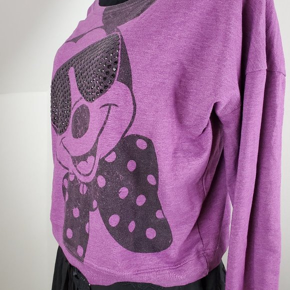 Disney Cool Sunglasses Mickey Mouse Cropped Purple Sweater - Picture 5 of 5